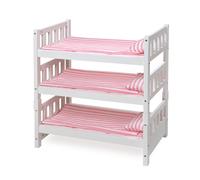 Badger Basket Toy 1-2-3 Letto a castello trasformabile per bambole con cestini portaoggetti e kit di personalizzazione per bambole da 20 pollici - Str