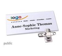 badgetec 10 Unità - Targhette portanome pinza public 75 x 37 mm, PVC rigido, trasparente