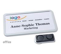 badgetec GmbH 10 Unità - Targhette portanome OFFICE magnetiche Magnete smag®, extra forte grigio chiaro 75 x 37 mm, Plastica