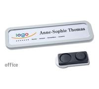badgetec GmbH 10 Unità - Targhette portanome OFFICE magnetiche Magnete smag®, extra forte grigio chiaro 75 x 17 mm, Plastica