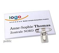 badgetec GmbH 10 Unità - Targhette portanome pinza public 85 x 54 mm, PVC rigido, trasparente