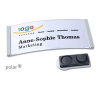 badgetec GmbH 10 Unità - Targhette portanome polar® magnetiche Magnete smag®, extra forte grigio chiaro 74 x 34 mm, Plastica