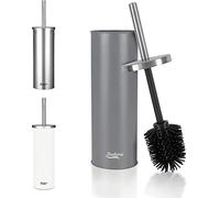 BADIONA Scopino WC Silicone Grigio Opaco - Scopino Bagno WC Inox & Intercambiabile I Spazzolone Bagno WC Scopettino Scovolino Toilet Brush I Spazzolino Spazzola per WC Scopettone Portascopino