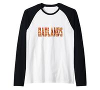 Badlands - Forme rocciose Colorate con Scritte Classiche in Grassetto Maglia con Maniche Raglan