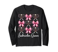 Badminton Queen Player Girl Mom Mother's Day Coquette Bow Maglia a Manica