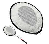 Badminton Racket Cover - Professional Protective Sleeve for Adults, Beginners with Training Function, Head Protector for Backyard Beach Game Sport, Black Oxford Fabric, Zipper Carry Bag