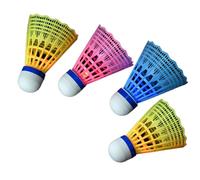 Badminton Shuttlecocks, Nylon Lighting Shuttlecock, Colorful Glow in The Dark, 4 Pack with Built in LED Lights, Strong Lightweight, 9.06x2.56inc, for Indoor Night Practice Games