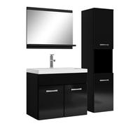 Badplaats B.V. Mobile da Bagno Montreal 60cm Nero Lucido - Armadio mobiletto lavabo Mobili Armadietto