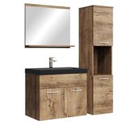 Badplaats B.V. Mobile da Bagno Montreal 60cm Rovere Marrone - Armadio mobiletto lavabo Nero - Mobili Armadietto