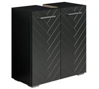 Badplaats B.V. Mobile per lavabo Jupiter 60 x 30 x 60 cm - nero opaco - motivo a spina di pesce - Mobile base lavandino autoportante