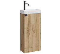 Badplaats B.V. Mobili per WC Orion, 40 x 22 cm, rovere chiaro, mobile per WC da pavimento, salvaspazio, pensile per WC degli ospiti