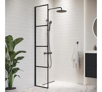 Badplaats B.V. Parete Doccia Essos 40 cm x 200 cm - Nero - Walk-in Doccia 8 mm Vetro di Sicurezza