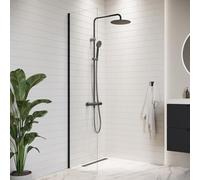 Badplaats B.V. Parete Doccia Florida 40 cm x 200 cm - Nero - Walk-in Doccia 8 mm Vetro di Sicurezza