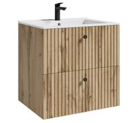 Badplaats B.V. Set di mobili da bagno Saros 60 x 45 cm - Rovere - Armadietto bagno con lavabo