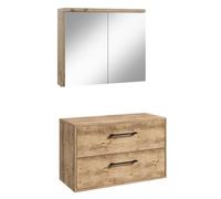 Badplaats Florence - Mobile sottolavabo con specchio, 80 x 46 cm, rovere castagno