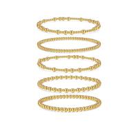 Badu Braccialetto con perline in argento da donna, non si ossida, placcato argento, impilabile, elastico, ipoallergenico, alla moda, 7.1 Inch, Metallo, Non pietra preziosa