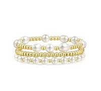 Badu Bracciali con perline in oro per le donne Boho cristallo multistrato impilabile Wrap Bangle Set catena graffetta gioielli alla moda, 7 Inch, Metallo, Agata
