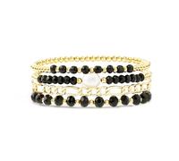Badu Bracciali con perline in oro per le donne Boho cristallo multistrato impilabile Wrap Bangle Set catena graffetta gioielli alla moda, 7, Rame, Non pietra preziosa