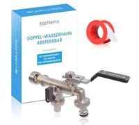 Bächlein Doppio rubinetto universale per il giardino [antracite] da chiudere, con 2 connettori per tubi, elegante rubinetto doppio con serratura con attacco da 1/2" e adattatore da 3/4"