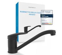Bächlein Miscelatore da Cucina Girevole a 360 Gradi (Nero Opaco) - Miscelatore Monocomando per Lavello con Bocca Girevole a 360° - Rubinetto per la Cucina dal Design Extra Solido