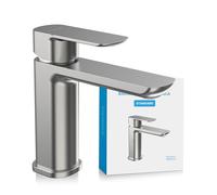 Bächlein Mizarela rubinetto da bagno dal design classico, miscelatore monocomando con cartuccia ceramica durevole e kit di montaggio, acciaio inox spazzolato - beccuccio