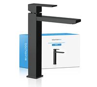 Bächlein Rubinetto Alto Angolare per Bagno Nero Opaco Rubinetto Extra Alto con Altezza Bocca 215 mm per Lavabo da Appoggio Rubinetto per Lavabo Bocca Alta