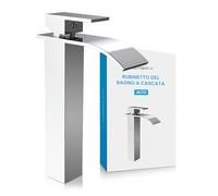 Bächlein Rubinetto alto per bagno a cascata, miscelatore monocomando extra alto con kit di montaggio per lavabo, rubinetto da bagno cromato