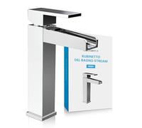 Bächlein Rubinetto alto per bagno con design ruscello, miscelatore monocomando extra alto con kit di montaggio per lavabo, rubinetto da bagno cromato