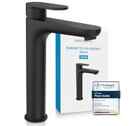 Bächlein Rubinetto alto per bagno dal design classico, miscelatore monocomando extra alto per lavabo con kit di montaggio, rubinetto da bagno nero opaco - classico alto