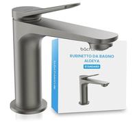 Bächlein Rubinetto da bagno Aldeya dal design moderno, miscelatore monocomando con cartuccia in ceramica resistente e kit di montaggio, rubinetto da bagno antracite
