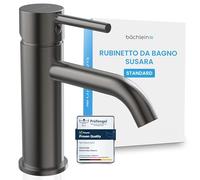 Bächlein - Rubinetto da bagno Susara con erogatore curvo, miscelatore monocomando di design con cartuccia in ceramica duratura e set di montaggio, rubinetto da bagno antracite