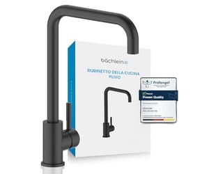 Bächlein Rubinetto da Cucina Girevole a 360 Gradi Nero Opaco Rubinetto per Lavello a Una Mano con Canna Girevole a 360° Rubinetto Dell'acqua per la Cucina con Finitura Extra Solida