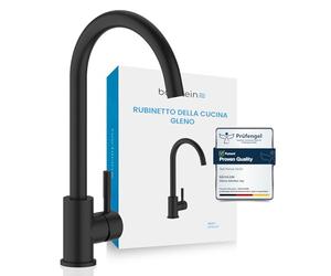 Bächlein Rubinetto da Cucina Girevole a 360 Gradi Nero Opaco Rubinetto per Lavello a Una Mano con Canna Girevole a 360° Rubinetto Dell'acqua per la Cucina con Finitura Extra Solida