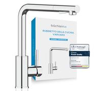 Bächlein Rubinetto da cucina Varvaro - Rubinetto girevole a 360 gradi per cucina (cromato) - Miscelatore monocomando in acciaio inox con tubo estraibile e doccetta con interruttore