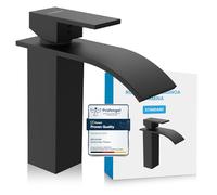 Bächlein Rubinetto per bagno a cascata, miscelatore monocomando con cartuccia in ceramica durevole e kit di montaggio, nero opaco