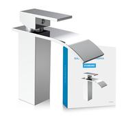 Bächlein Rubinetto per bagno a cascata, miscelatore monocomando con cartuccia in ceramica durevole e kit di montaggio, cromato