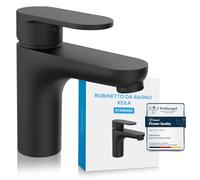 Bächlein Rubinetto per bagno dal design classico, miscelatore monocomando, con cartuccia in ceramica durevole e kit di montaggio, nero opaco - classico