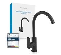 Bächlein Rubinetto Universale per Cucina Nero Opaco - Rubinetto per Lavello con Bocca Girevole a 360°, Rubinetto Moderno per la Cucina