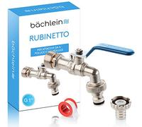 Bächlein Rubinetto Universale per il Giardino blu Inclusi 2 Raccordi per Tubi Flessibili - Valvola a Sfera di Pregiata Fattura con Attacco da 1/2 e 1 di Pollice