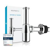 Bächlein Sifone a Tazza Universale per Lavabo e Mobile Lavabo, Sifone Antiodore con Apertura Per la Pulizia + Istruzioni di Installazione - Piletta Adattabile di Precisione - Sifone a Bottiglia