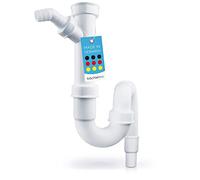 Bächlein Sifone per Tubo Flessibile per Lavelli da Cucina - Sifone Antiodore con Attacco Singolo - Attacco Universale G 1 1/2"