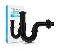 Bächlein sifone universale (nero) per lavabo - raccordo di scarico - sifone incl. manicotto di gomma + istruzioni di montaggio - raccordo di scarico tubolare a sifone