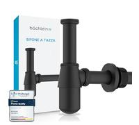 Bächlein Sifone universale per lavabo e lavabo (nero opaco), sifone antiodore con apertura di pulizia + istruzioni di montaggio (lingua italiana non garantita)