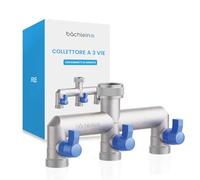Bächlein - Splitter in ottone a 3 vie per uso domestico e giardino - Splitter a Y a 3 vie per una connessione idrica da 3/4 di pollice