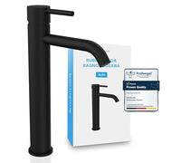 Bächlein Susara rubinetto da bagno alto con beccuccio curvo, miscelatore monocomando extra alto, cartuccia in ceramica durevole e kit di montaggio, colore nero opaco