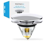 Bächlein Tappo universale per lavandino pop up, filtro di scarico cromato per lavabo, 40 mm, tappo a valvola con filtro per capelli