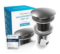 Bächlein Tubo di scarico universale senza troppopieno (antracite) - Valvola pop up per lavabo e lavandino - Valvola di scarico in ottone con istruzioni di montaggio (lingua italiana non garantita)