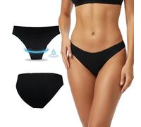 BAEIDO Costume da bagno da donna, a 4 strati, a prova di perdite, senza tracce, mutandine, a righe, per ragazze e adolescenti, Nero , M