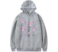 BaeKnyin Giapponese Kawaii Anime Felpa con Cappuccio Pullover a Maniche Comoda Stampa Lunghe K-Pop Streetwear L,Grey4-1
