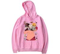 BaeKnyin Giapponese Kawaii Anime Felpa con Cappuccio Pullover a Maniche Comoda Stampa Lunghe K-Pop Streetwear L,Pink5-1